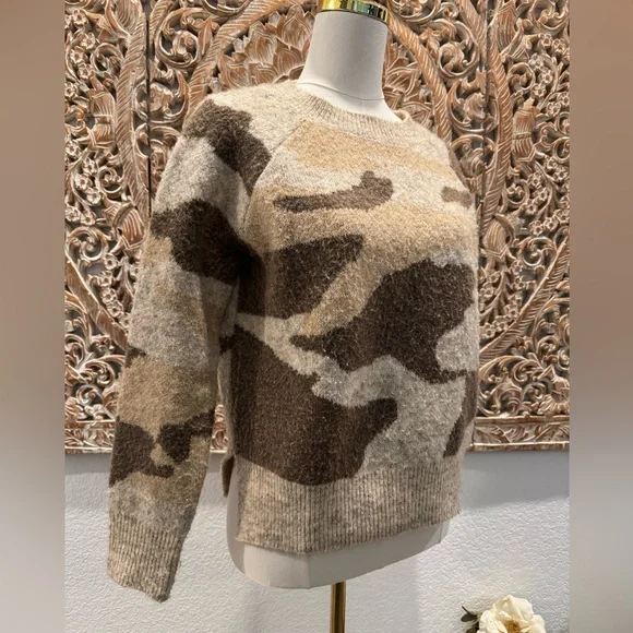 Anthropologie Moth Super Soft Neutral Camo Crewneck Knit Sweater - Picture 4 of 12